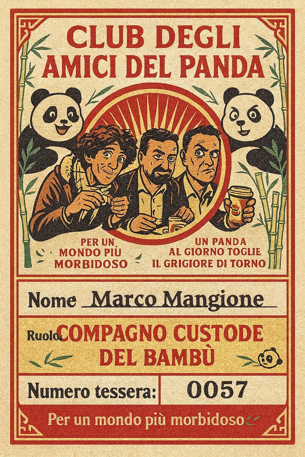 Tessera del Club degli Amici del Panda